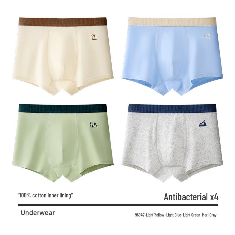 Teen Boys' Antibacterial Pure Cotton Boxer Briefs (10A) - All-Cotton Crotch Development Period Underwear