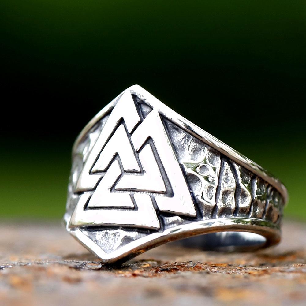 NEW Men s 316L stainless steel rings Nordic VIKING Odin Valknut Rune Amulet Jewelry Gifts 8