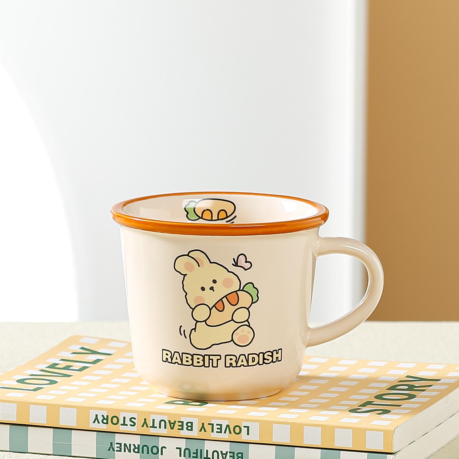 

Creative Cartoon Ceramic Mug Cute Rabbit Mug Household Milk Mug Girls Drinking Water Cup Breakfast Cup Tea Cup 301-400ml