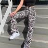 Jarní a podzimní dámské kalhoty Módní Street Water Ripple Print Micro-lab Pants Dlouhé kalhoty