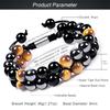 Mens Adjustable Double Layer Natural Tigers Eye Bracelet With Black Agate Hematite Beads 8mm