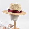Natural Wheat Straw Fedora Hat Women Summer Beach Panama Caps Bowknot Ribbon For Holiday Party