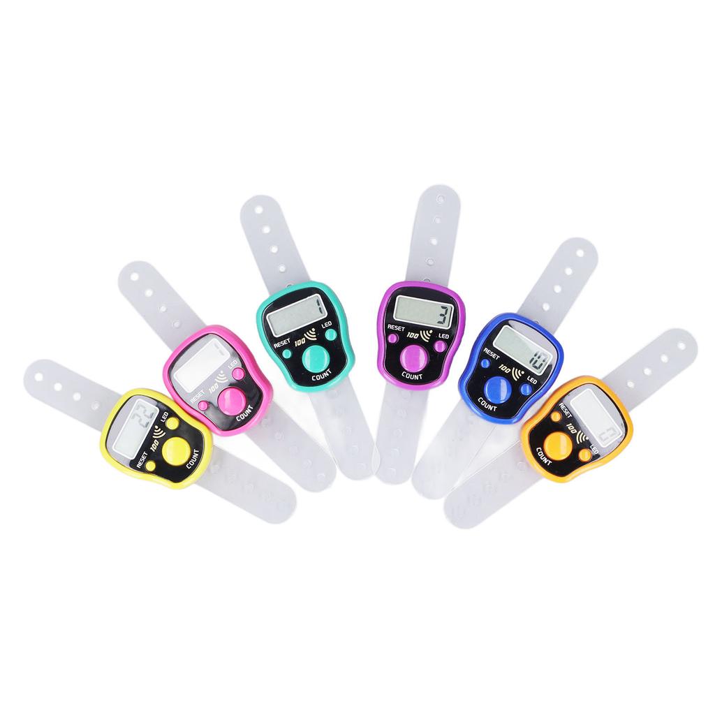 6 Pcs Electronic Finger Counter Portable Lightweight Adjustable Ring Clicker Counter with LED Light