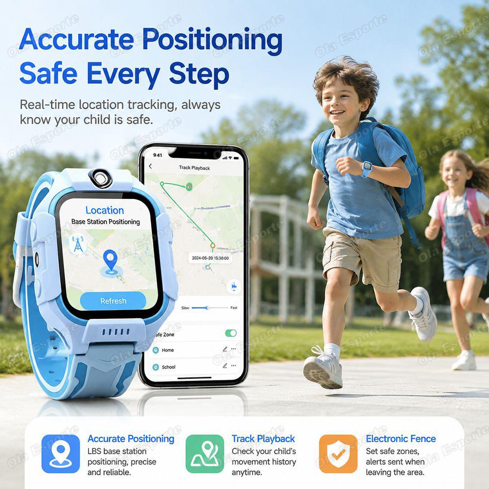 2027 New 2G/5G Kids Smart Watch GPS Location Calls SOS Camera Waterproof Child Watch for Boys Girls Present Gift Ht30 2