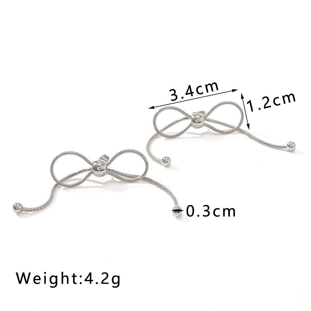 Серьги-гвоздики с косточкой и бантом из нержавеющей стали для женщин, золотого цвета, с подвеской