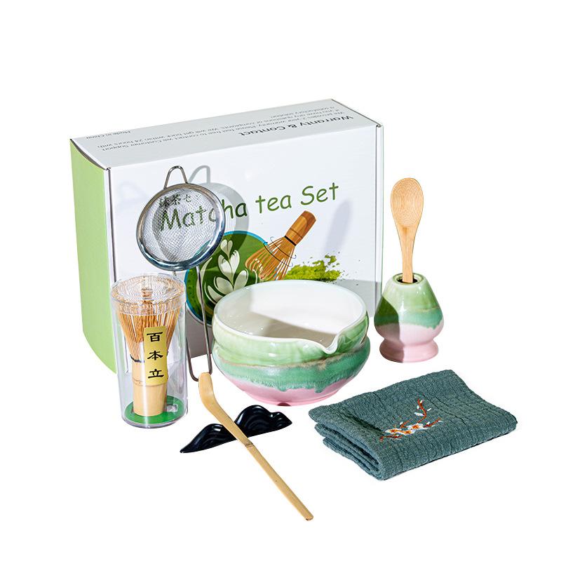 4/8PCS Japanese Matcha Blender Set with Bamboo Whisk Matcha Brush Teaspoon Kiln for Beverage Shop Tea-Making Tools
