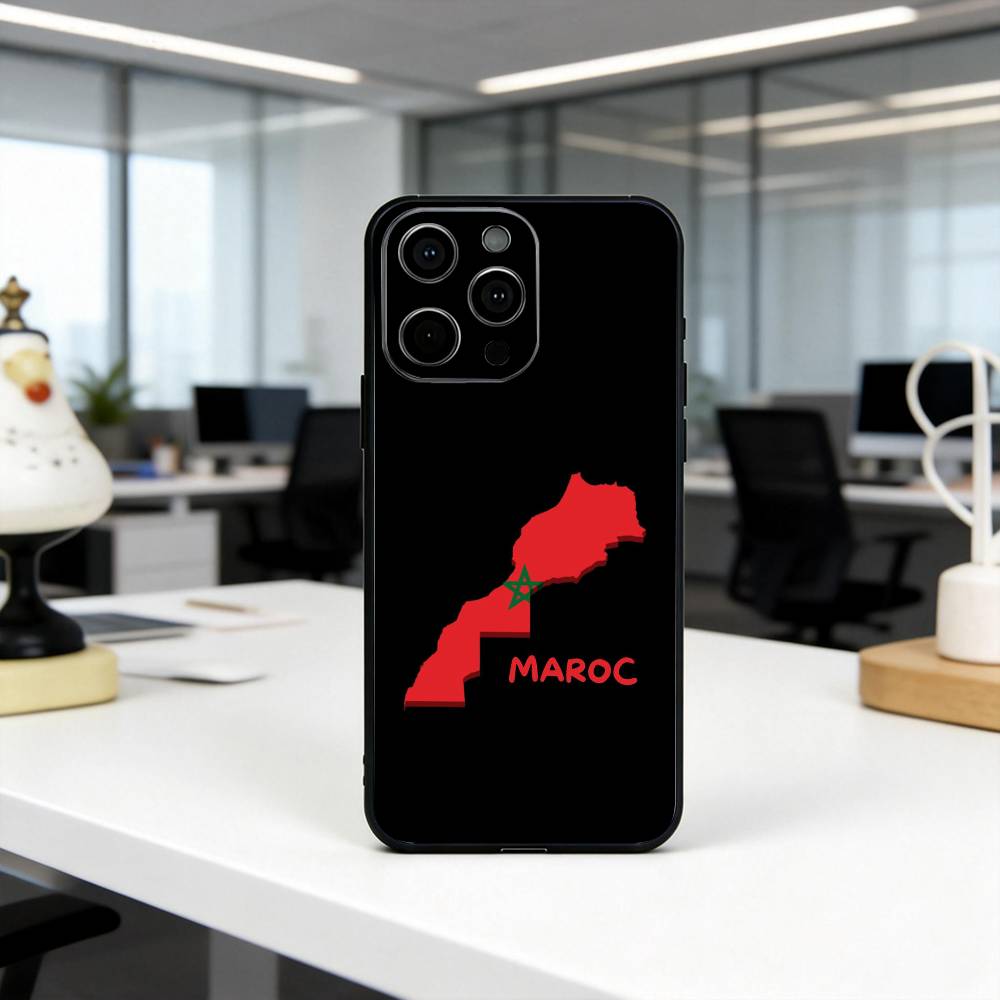 M-Morocco F-Flag ART Phone Case For iPhone 17, 16,15,14,13,12,11 Plus,Pro Max, Others Soft Black Cover