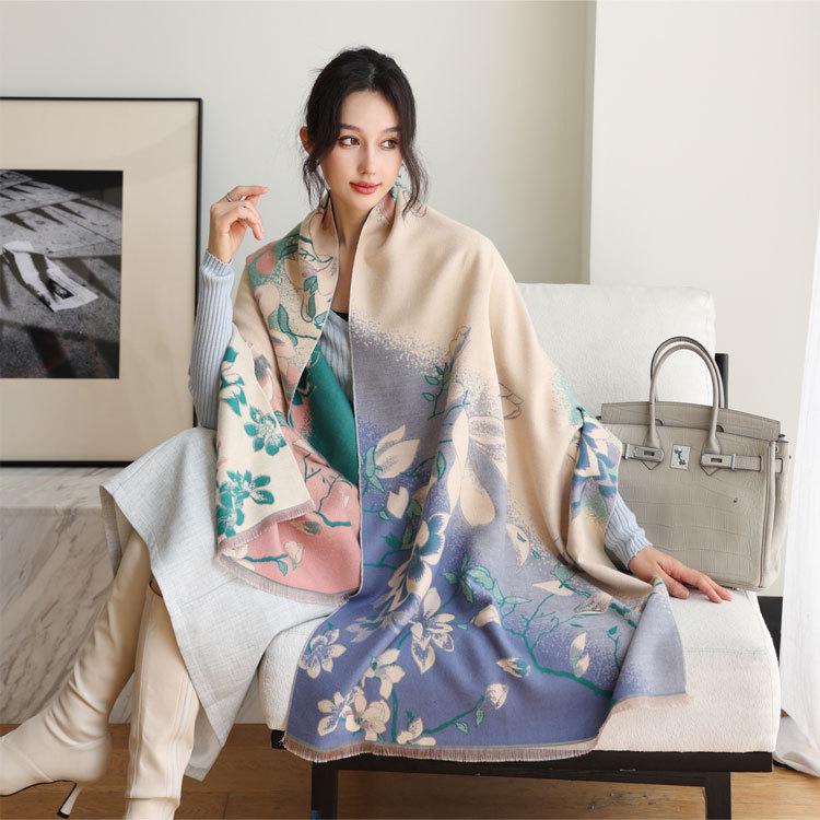 Yiwang Jiangnan Imitation Cashmere Jacquard Scarf - High-End Retro Shawl for Autumn/Winter
