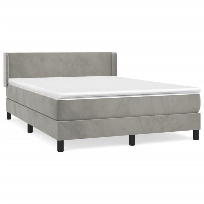 3130841 vidaXL Divan Bed and Mattress Light Grey 140x200cm Velvet