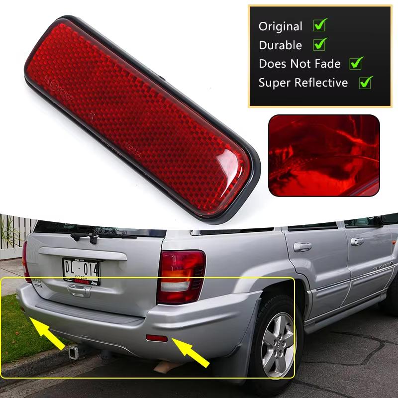 For Jeep Grand Cherokee WJ 1999~2005 56022639AA 56022638AA Left Right Rear Bumper Reflector Light Brake Warning Lamp Red Lens
