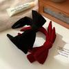 Solid Color Hairband Wide Brim Hair Hoop Fashionable Velvet Bow Headband  Women