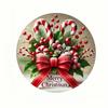 Vintage Metal Tin Sign Candy Canes Christmas Decor Round Wall Hanging Art Home Bar Cafe