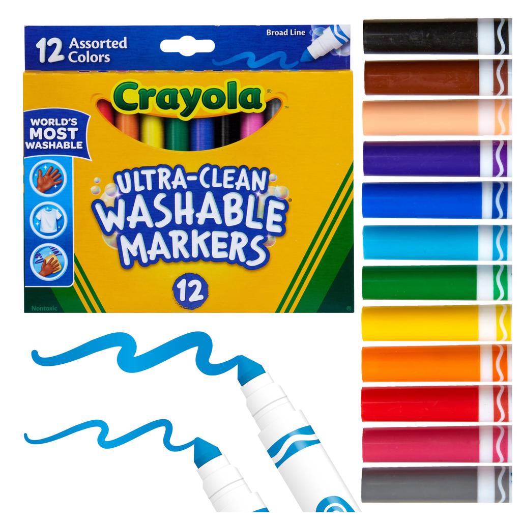 Crayola Marker 12 Broad Authentic 587812 Water-Removable Pens, Colors, Tip, Product,
