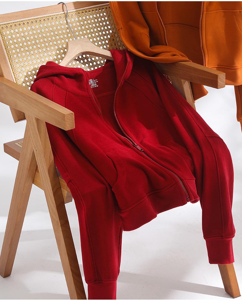 Damska bluza z kapturem zapinana na zamek, podszyta polarem - Ciepły kardigan sportowy z długim rękawem