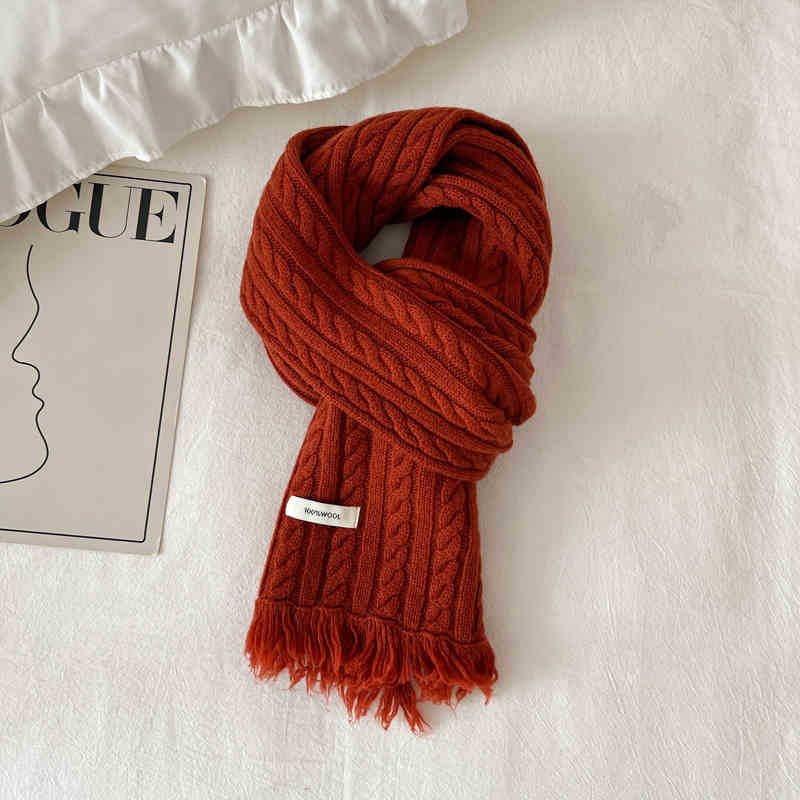 Delicate Twist Solid Color Wool Scarf Female Soft Couple Scarf