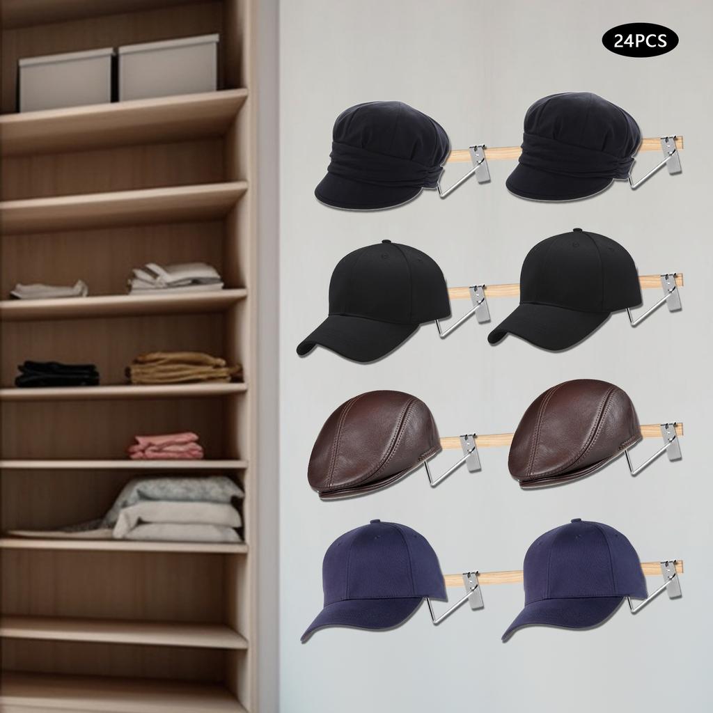 Durable Hat Rack Hooks, 24-Piece Set, Ideal for Storing and Displaying Hats, Easy To Install On Grid Walls, Space-Saving Design