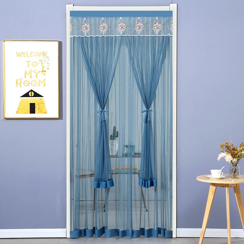 Lace Door Curtain: Anti-Mosquito, Insect-Resistant, Light-Filtering Mesh Partition for Bedroom & Kitchen, No-Punch Installation