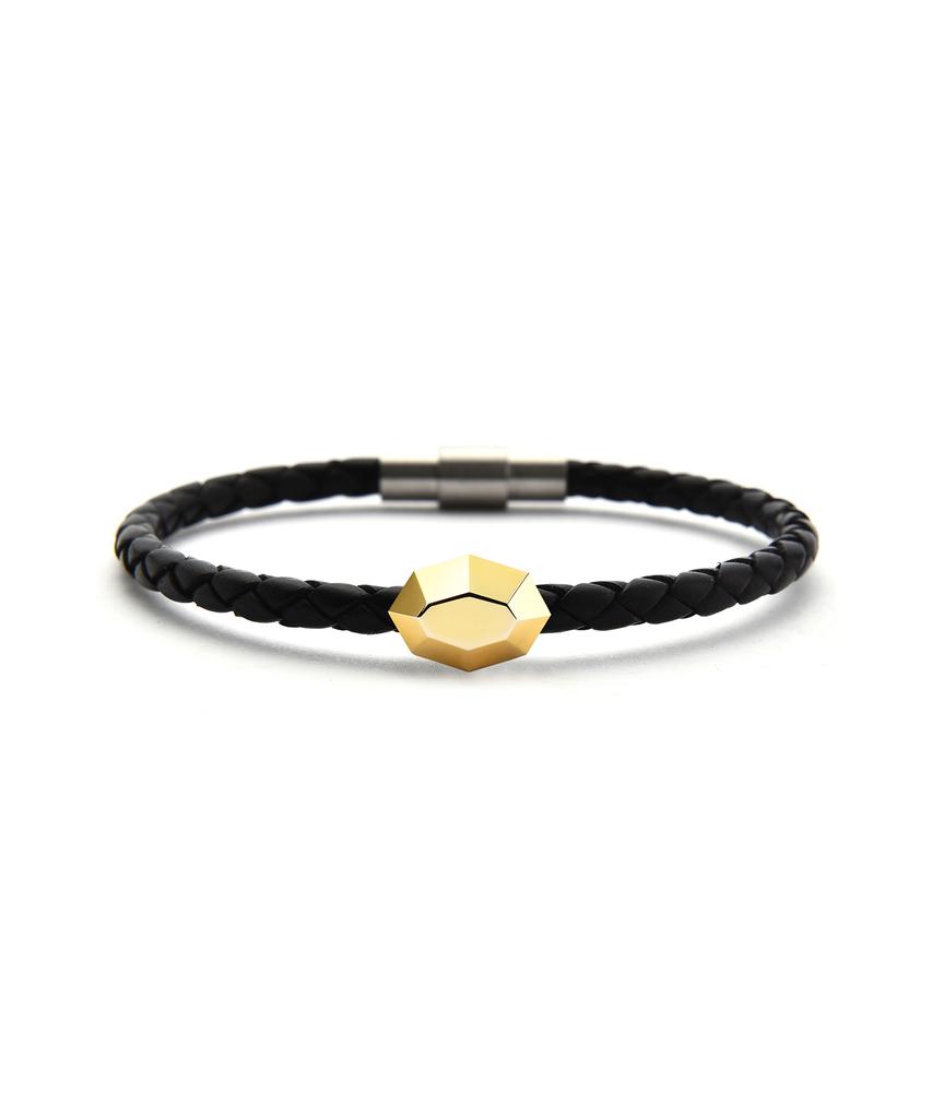 Saai Sweet Brick-8 Men'S Leather Bracelet (Yellow Gold)