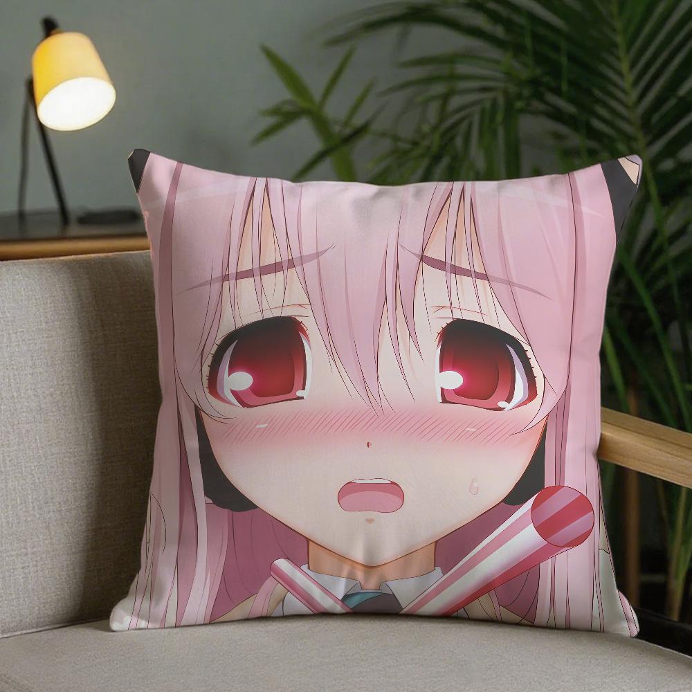 Anime SSuper Sonico Pillow Case Square DoubleSided Printing Sofa Cushion Cover Pillowcase Bedroom Bedside