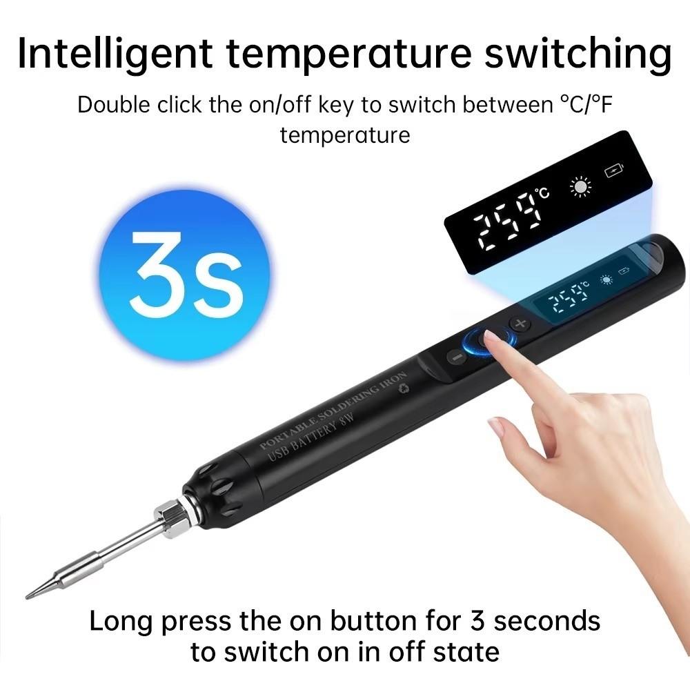 Fer à souder USB à affichage numérique Kit d'outil de soudure alimenté par USB Stylo Station de soudure