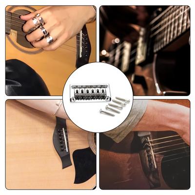 6 String Electric Guitar Bridge with Mounting Screws Fixed Hardtail Bridge Saddle Guitar Replacement Parts Easy To Use