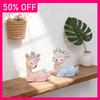 Collectibles Sculpture Cute Luxury Couple Deer Car Decoration Cartoon Deer Ornament Popular Creative Animal Resin Crafts