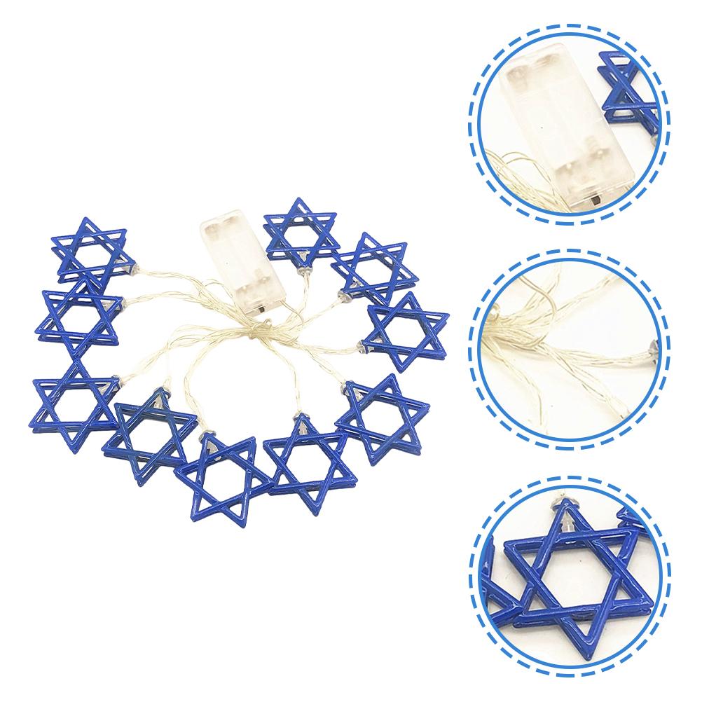 Pcs Six Pointed Star String Light Hanukkah Decorations Party Supplies Je Festive Garland Warm Lighting Outdoor Indoor