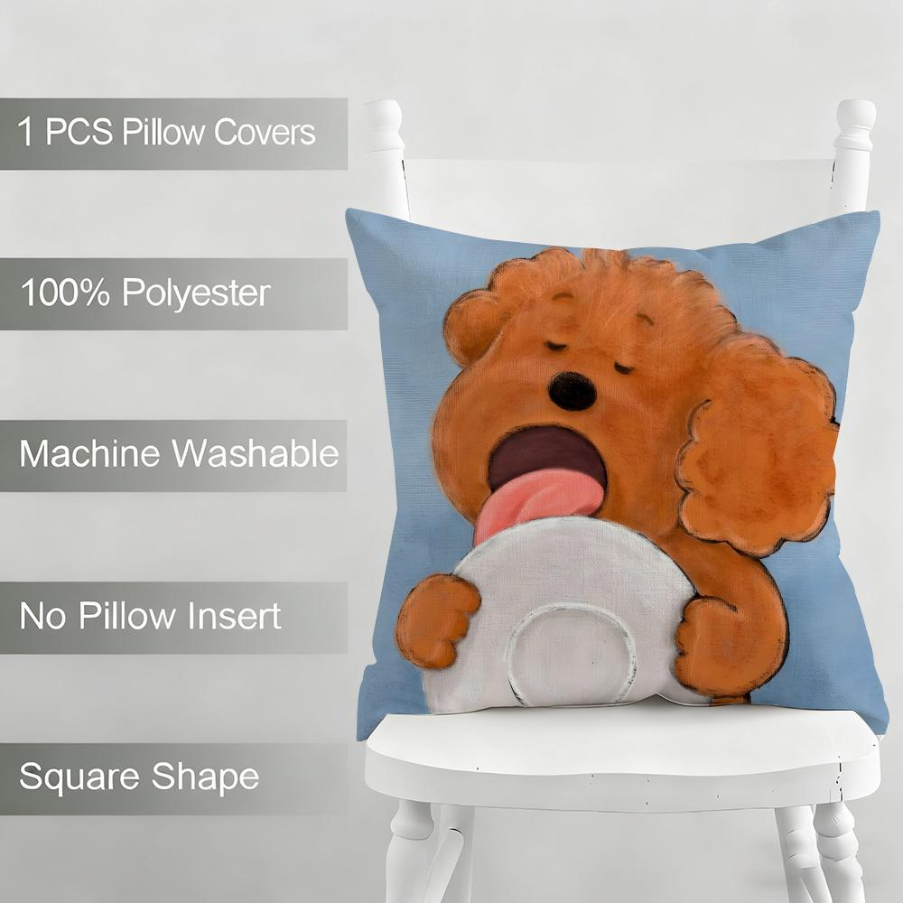 Puppy Life Cushion Cover Household Decoration Linen Sofa Cushion Cover: Skin-Friendly & Breathable With Invisible Zipper
