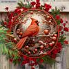 Classic Cardinal Wooden Christmas Sign - Navidad Round Sign for Church Door Wall Hanging Decor - Ideal Christmas Decoration