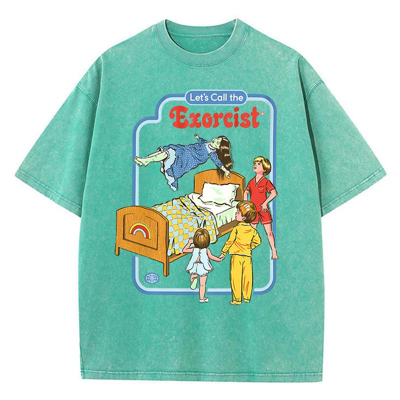 

Давайте позвоним экзорцисту Мужские футболки в стиле ретро, стираные футболки, свободные футболки, хлопковая дышащая футболка, свободные топы 3XL