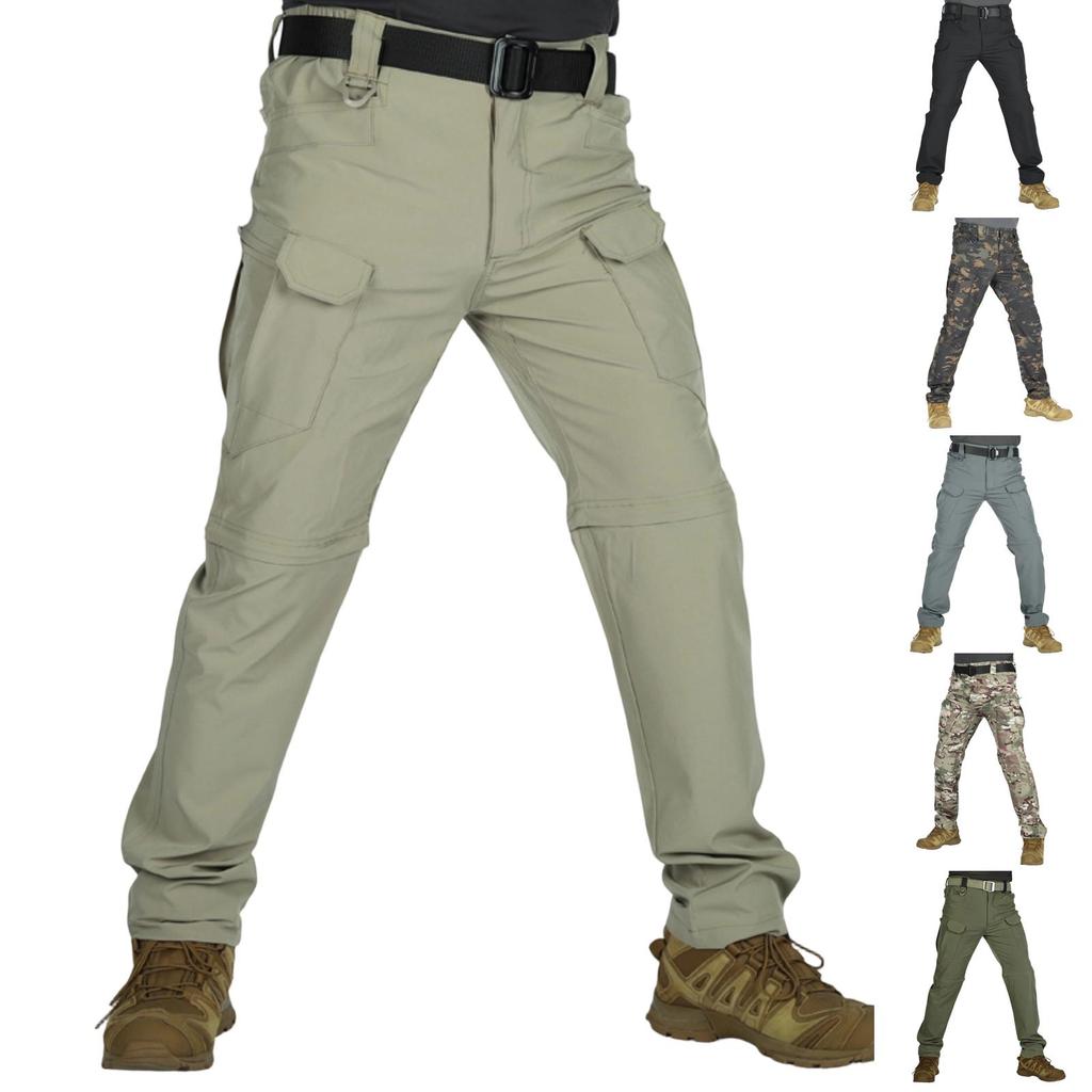 Herren Schnelltrocknende Cargohose mit elastischem Bund, Knopfverschluss, Mehrere Taschen, -, Atmungsaktiv, -, Abnehmbares Design