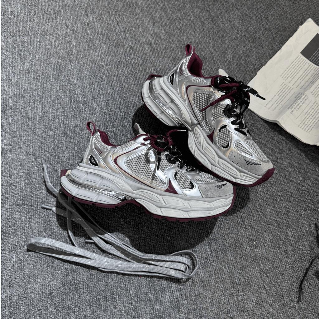 Leather Platform Dad Shoes for Women 2025 Autumn New Korean Version Breathable and Versatile, Lightweight and Non-slip Casual Sports Shoes Tide