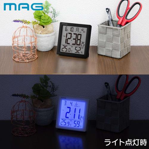MAG Cassini AT-726 BK-Z Digital Alarm Clock with Thermometer, Hygrometer, Calendar, Electronic Sound, Alarm, Snooze Function, and Light, Black, by Noa