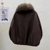 Women's Fashionable Down Jacket with Real Fox Fur Collar, Loose Fit, Thick and Warm Winter Outerwear.