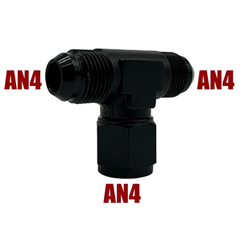 4AN 6AN 8AN 10AN 12AN Hose Tee Connector Fitting Male To Male Female Tee On Side Thread Fitting Adapter Junction Coupler Black
