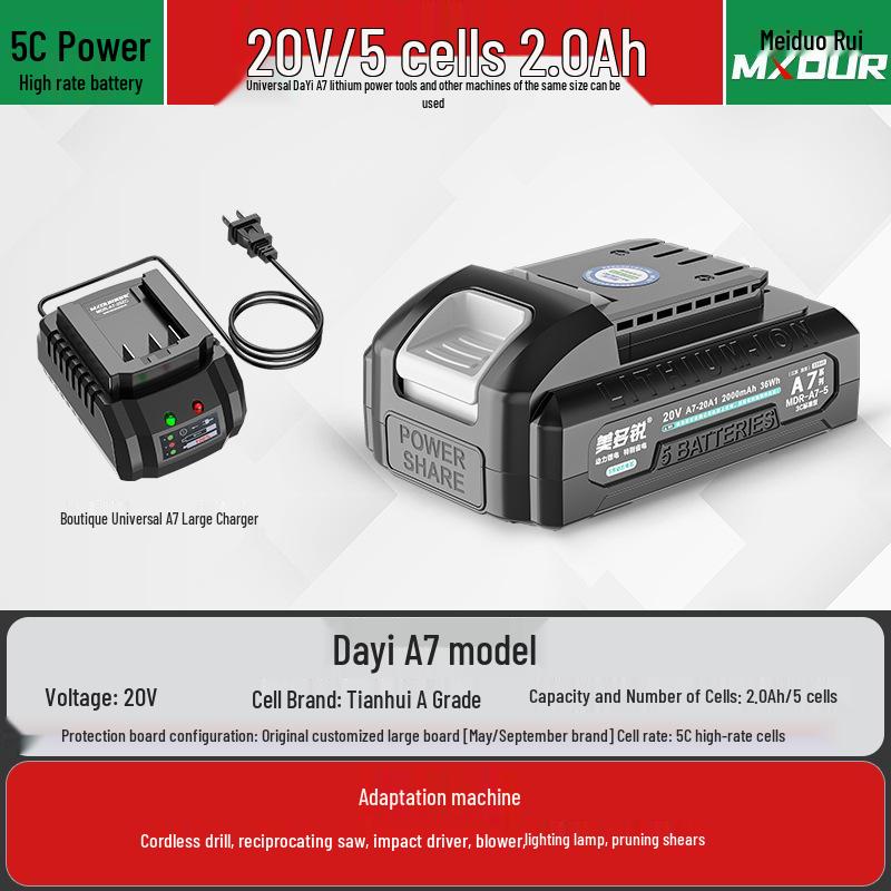 Universal A7 20V Cordless Multi-Tool: Electric Wrench, Angle Grinder, Hammer, Drill, Circular Saw.