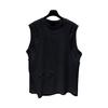 Men Summer Casual Vest O-neck Sleeveless Loose Fit Tank Tops Solid Color Ripped Holes Street Style Vest Bottoming T-shirt