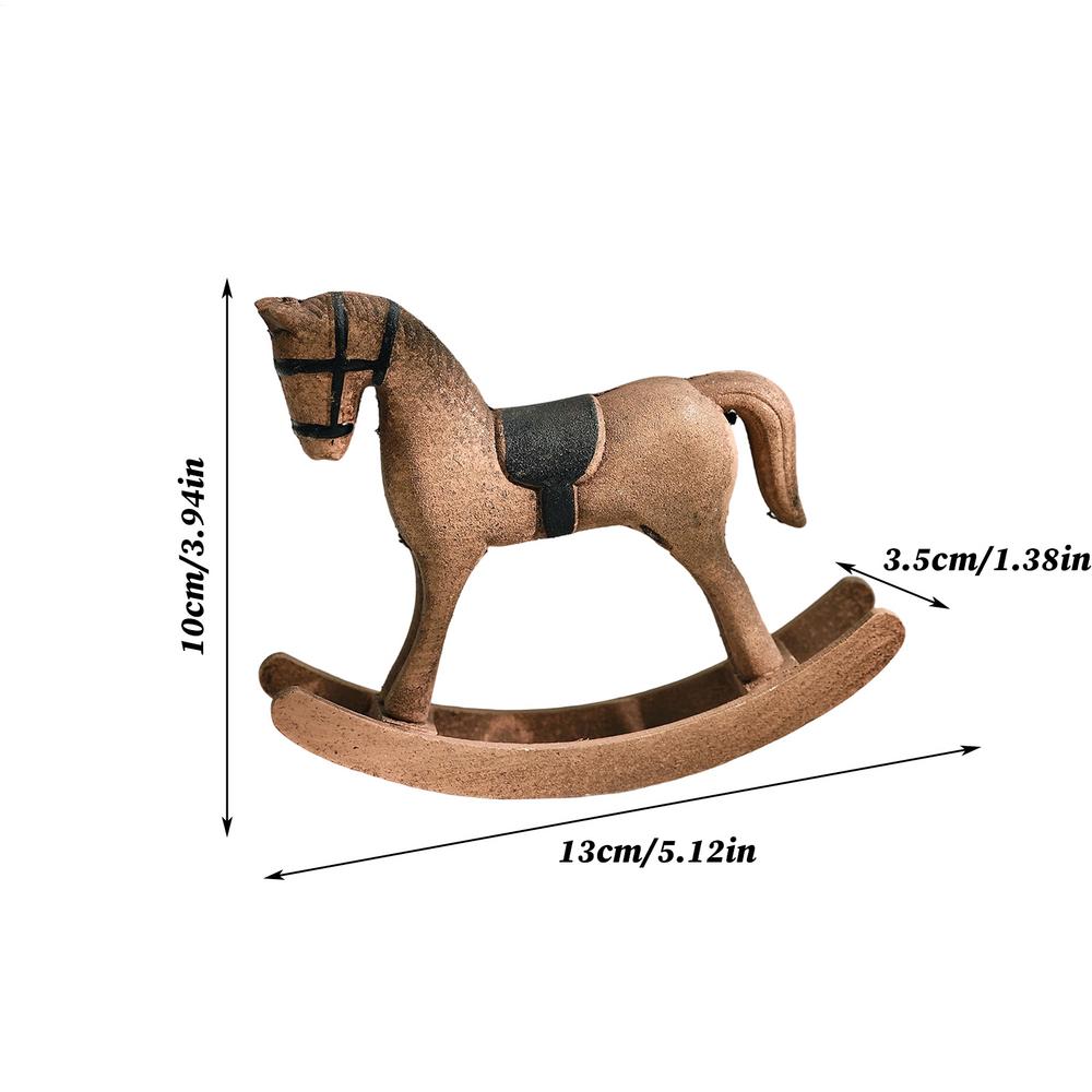 Horse Decor Vintage Wooden Funny Rocking Toys Rocking Horse Toy Desktop Ornament For Boys Girls Birthday Christmas Home Office