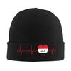 Iraq Flag Heartbeat EKG Knitted Hat for Women Unisex Beanies Winter Hat Warm Melon Cap
