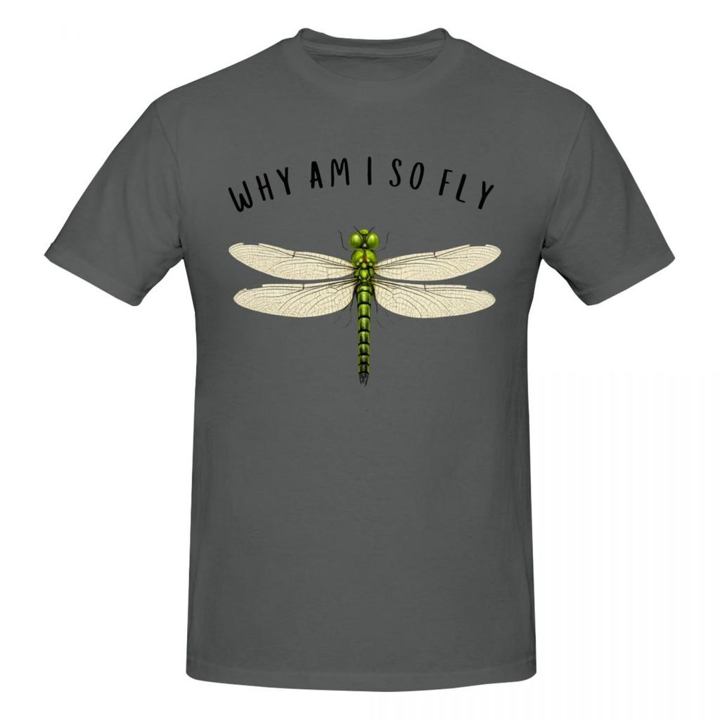 T-shirt Unisex Divertente Libellula 'Why Am I So Fly' di Tendenza Streetwear Girocollo Magliette in Cotone