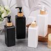 250/500ml Bathroom Dispensers Square Shampoo Shower Gel Body Wash Dispensers Refillable Bamboo Pump Bottles Lotion Container