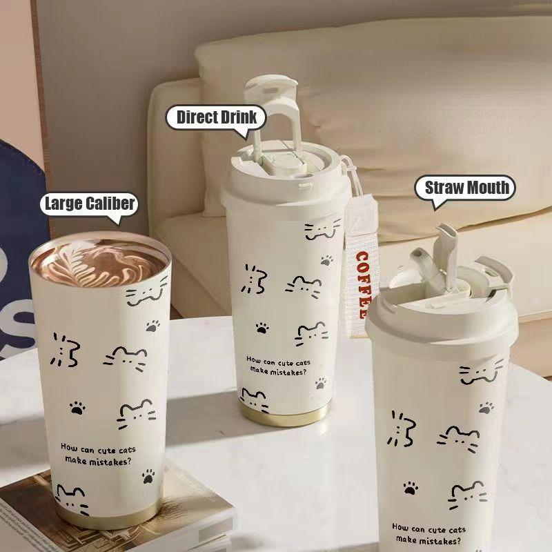 500ML Thermosflasche Kaffeetasse Auto Auslaufsicher Reise Thermobecher Vakuumflasche Edelstahl Thermos-Wasserflasche Isolierte Tassen