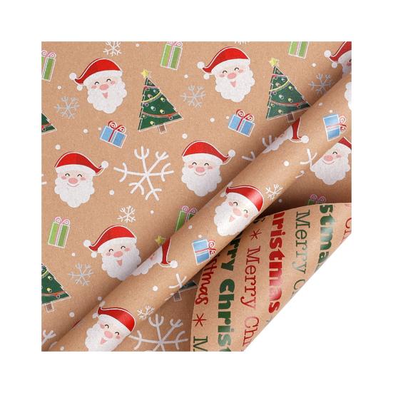 Christmas Wrapping Paper Vintage Thick Brown Holiday Gift Wrap with Christmas Tree Truck Snowflake