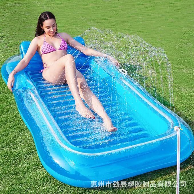 2026 popular water inflatable floating bed, backrest inflatable floating row water deck chair, double maple leaf floating bed