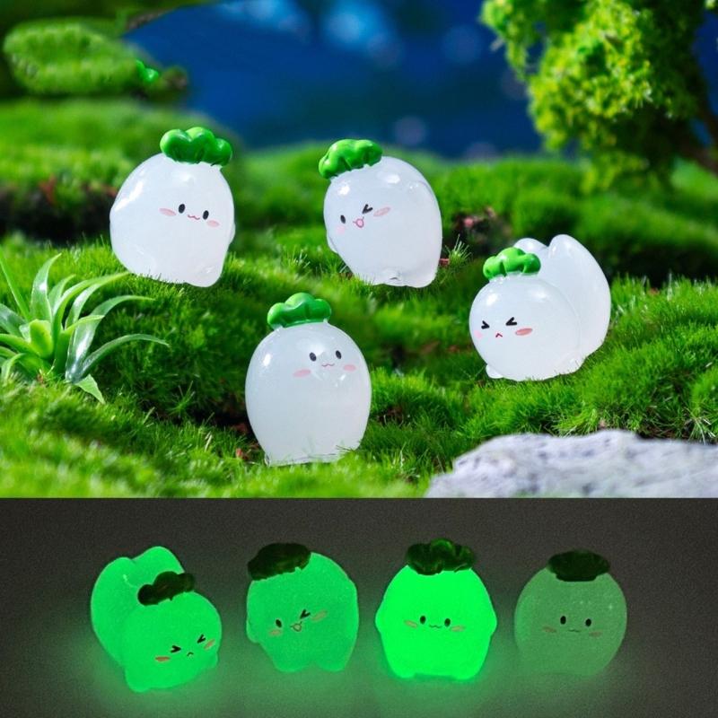 Radish Elf Miniature Figurines With Glowing In Dark Feature Creative Desktop Accessories For Outdoor Indoor Decoration