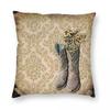 Primitive Wildflower Cowboy Boots Square Pillowcase Polyester Linen Velvet Pattern Zip Decorative Bed Cushion Cover Wholesale
