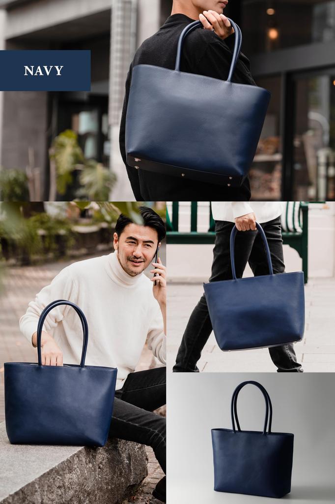 Genuine Leather Business Tote Bag Selected Bangladeshi [RATOM] [Top Model] Men's (Carefully Leather) (Navy)
