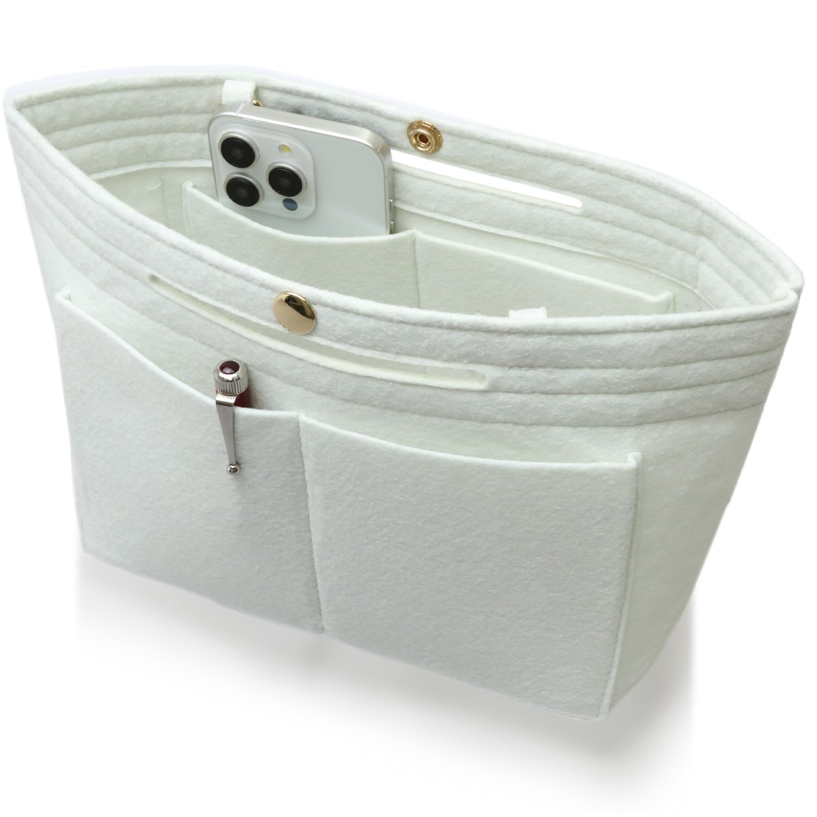 

CtwoQ Bag-in-Bag [with Bottom Plate and Strap] Storage Professional Supervised Inner Bag Pouch for Tote Bags, Women s and Men s (12. Pearl White)