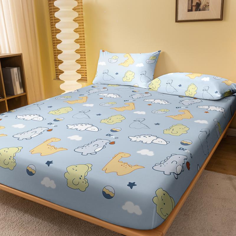 

1 Cartoon Cute Animal Dinosaurs Printed Matte Fitted Sheet, Bedroom Printed Bed Cover, Bedding (Excluding Pillowcases) 71x132cm
