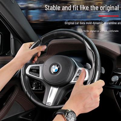 Universal Non-Slip Carbon Fiber Steering Wheel Cover - All-Season, Dirt-Resistant, Water Transfer Pattern.
